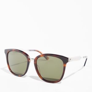 Gucci GG0073S Vintage Havana/Silver Square Sunglasses